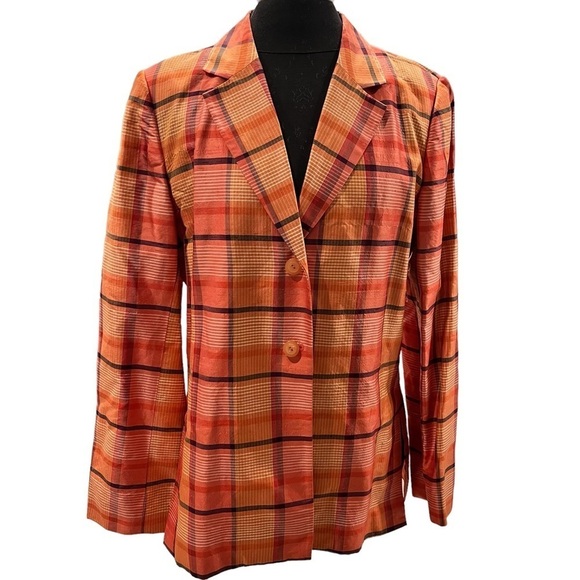 Carlisle Jackets & Blazers - Carlisle Orange Silk Taffeta Paid Two Button Blazer Size 10